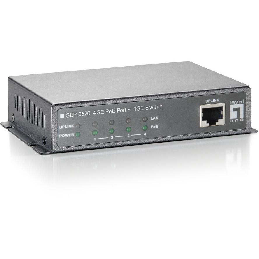 LevelOne GEP-0520 hálózati kapcsoló Gigabit Ethernet (10/100/1000) Ethernet-áramellátás (PoE) támogatása Fekete (GEP-0520)