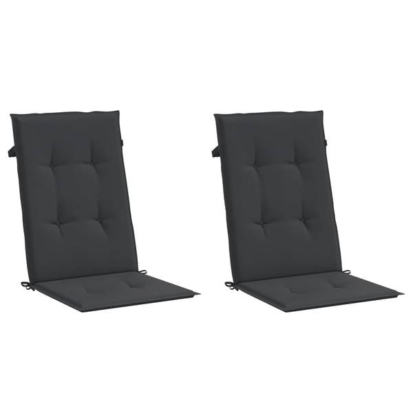 Perne scaun spătar înalt, 2 buc., negru, 120x50x3 cm, textil