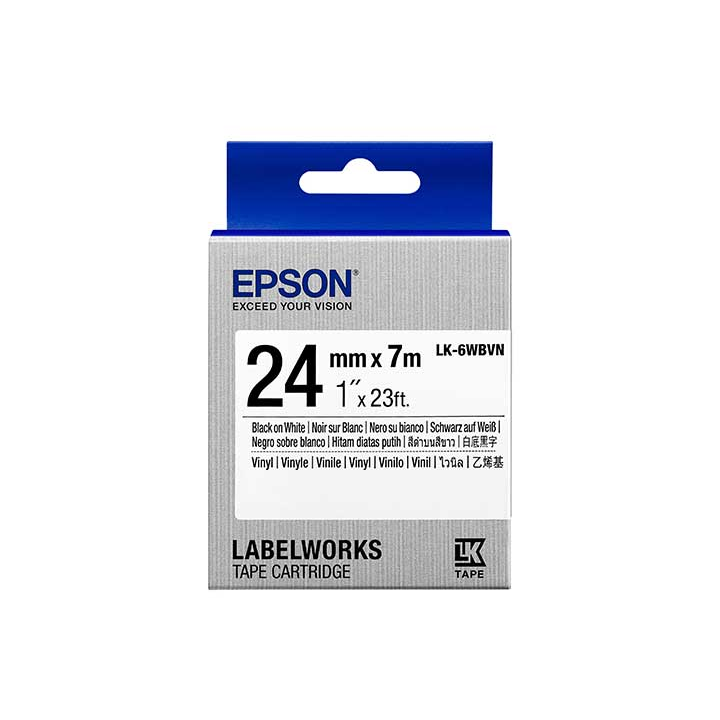 Epson LK-6WBVN Vinyl szalag 24mm / 7m - Fehér alapon fekete (C53S656020)