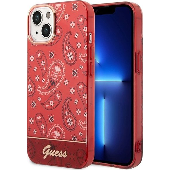 Guess Bandana Paisley Apple iPhone 14 hátlap tok, piros (GUE2009)
