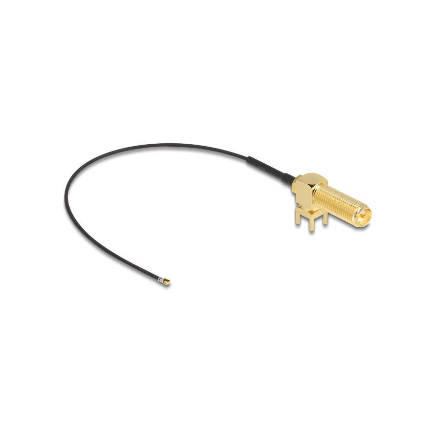 Delock Antenna kábel RP-SMA 90 PCB anya válaszfali csatlakozóval apa I-PEX Inc., MHF 4L-dugó 1.13 15 cm menethossz 15 (12032)