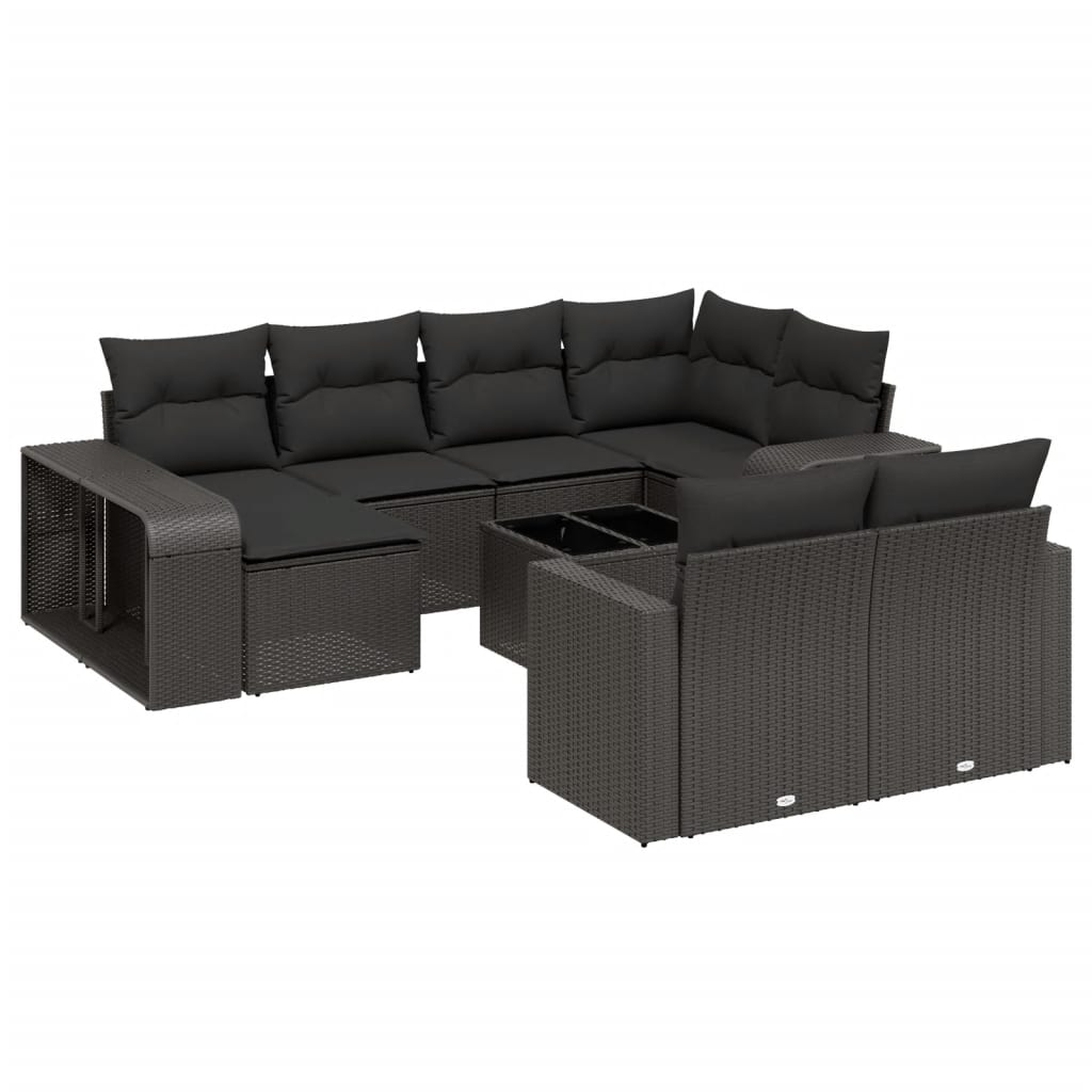 11 részes fekete polyrattan kerti ülőgarnitúra párnákkal (3228905)