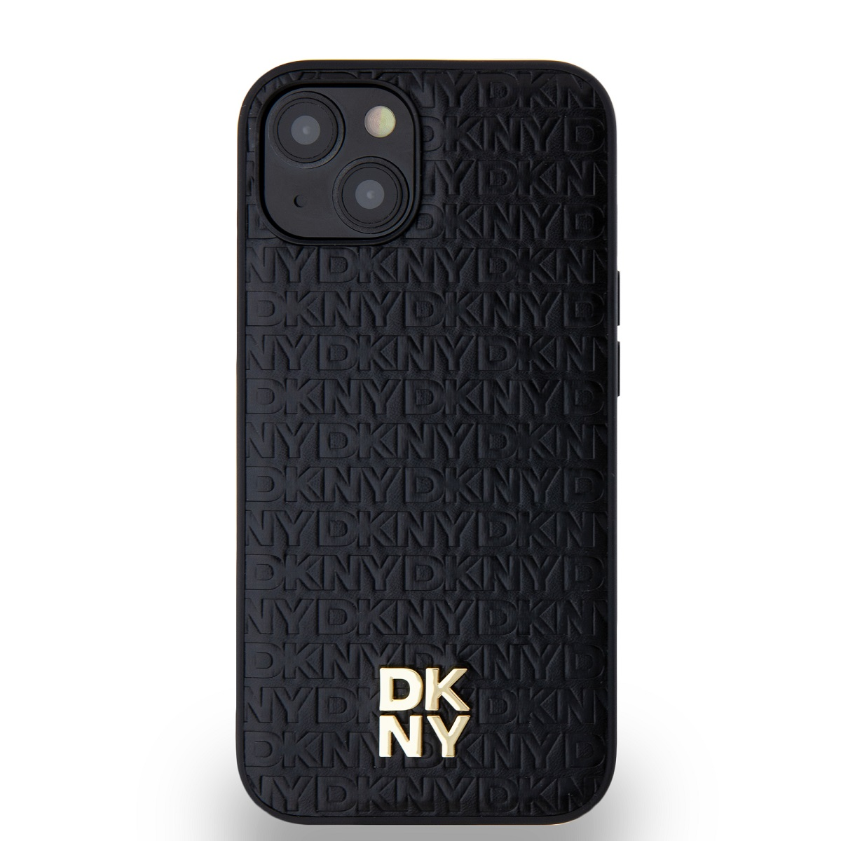 DKNY iPhone 15 MagSafe Ismétlődő mintás PU Bőr Telefon tok - Fekete (DKHMP15SPSHRPSK)