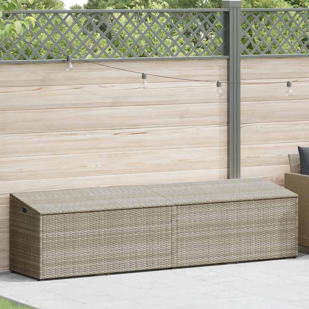 világosszürke polyrattan kerti tárolóláda 220x50x58 cm (4104078)