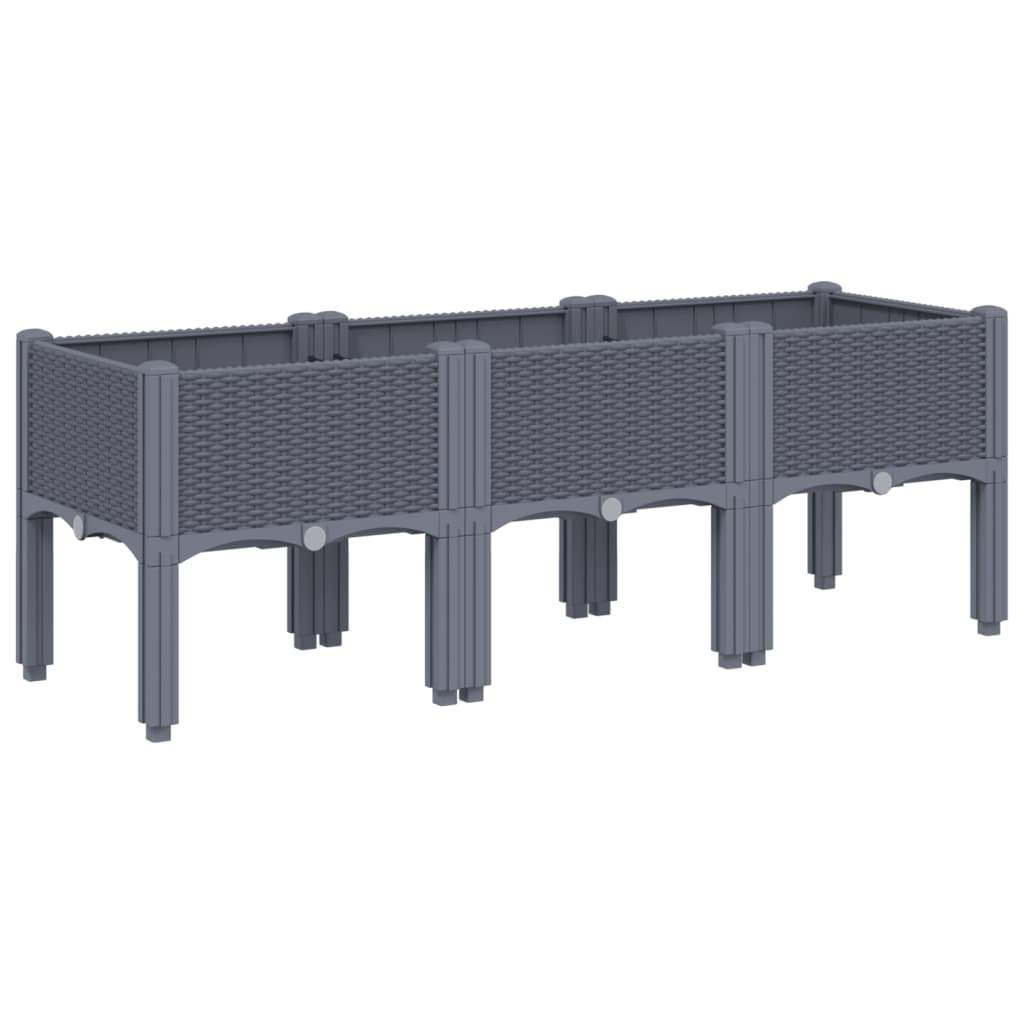szürke PP rácsos kerti ültetőláda 120 x 40 x 42 cm (367896)