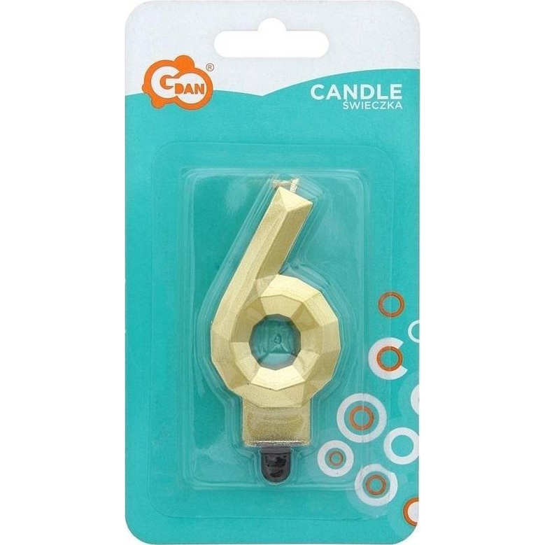 Diamond Metallic Számgyertya - 6-os, Arany (492506)