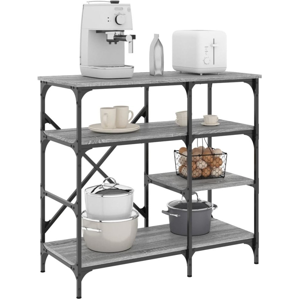 szürke sonoma színű szerelt fa és fém pékállvány 90x40x84 cm (845424)