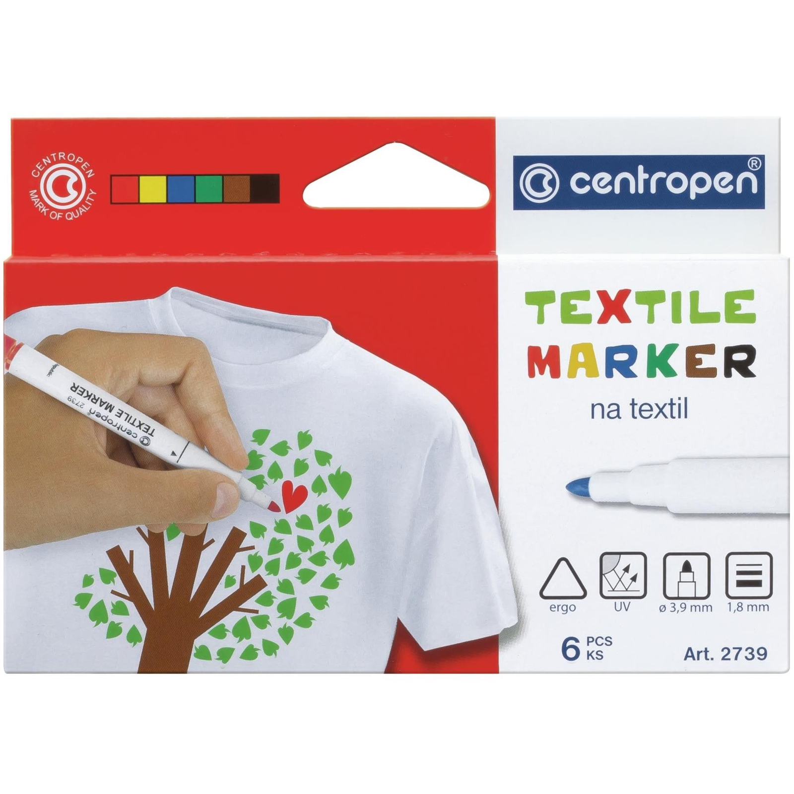Centropen Fixky 2739/6 pre textil v krabici 6 ks (8595013625101)