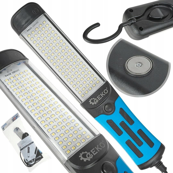  Geko Lampa warsztatowa LED 230V 15W z magnesem, hakiem i kablem 5m (40)