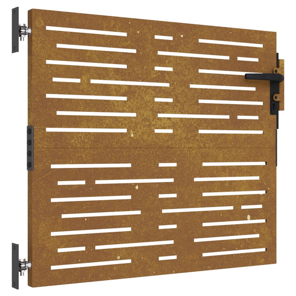 négyszögmintás corten acél kerti kapu 85 x 100 cm