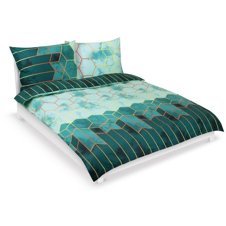 Bellatex Linen cotton F 90/636 green honeycomb 240 × 200, 2 pcs 70 × 90 (12323)