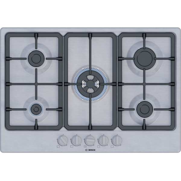 Bosch Serie 4 PGQ7B5K90 kogeplade Rustfrit stål Indbygget 75 cm Gaskomfur 5 zone(s)