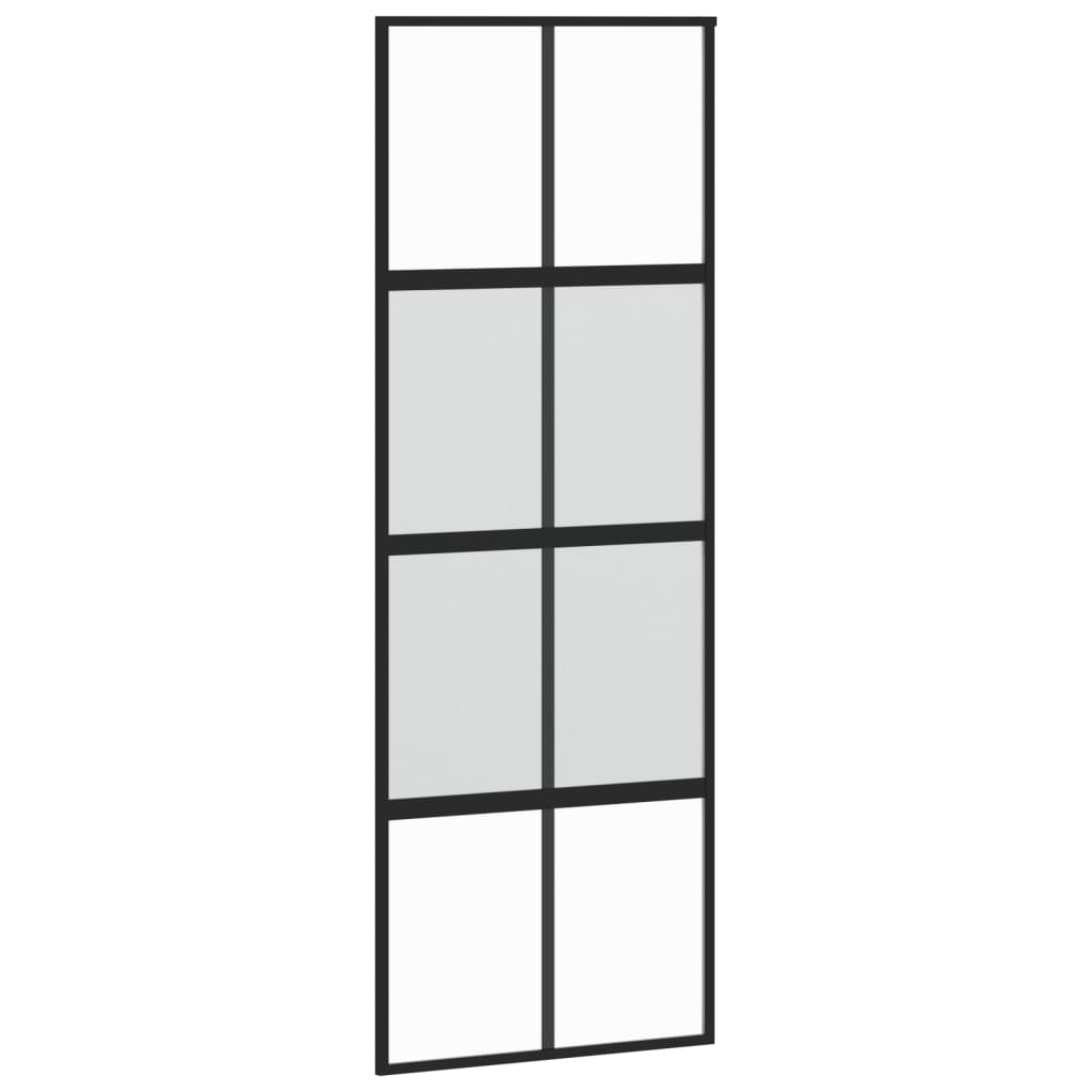 fekete edzett üveg és alumínium tolóajtó 76 x 205 cm (155222)