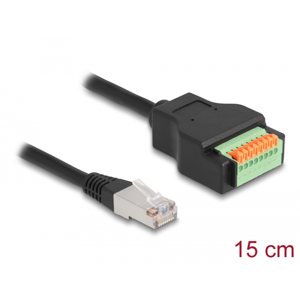 Delock RJ45 kábel Cat.5e apa - terminal block adapter lenyomó gombbal 15 cm