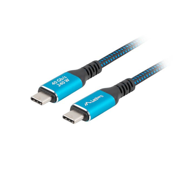 Lanberg USB-C (M/M) 4.0 kábel 0.5 m, 240W 8K 60 Hz, fekete-kék