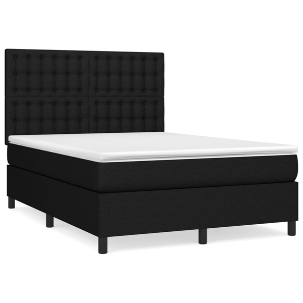 Pat box spring cu saltea, negru, 140x200 cm, textil