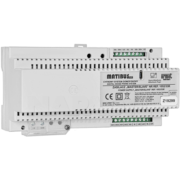 1052/33R URMET Zasilacz systemowy MASTER/SLAVE systemu cyfrowego Matibus SE