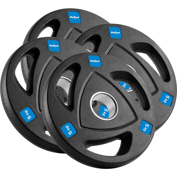 Juego De Pesas De Hierro Fundido Engomado 4x5kg, Agujero Olímpico 51mm, Rebel Active