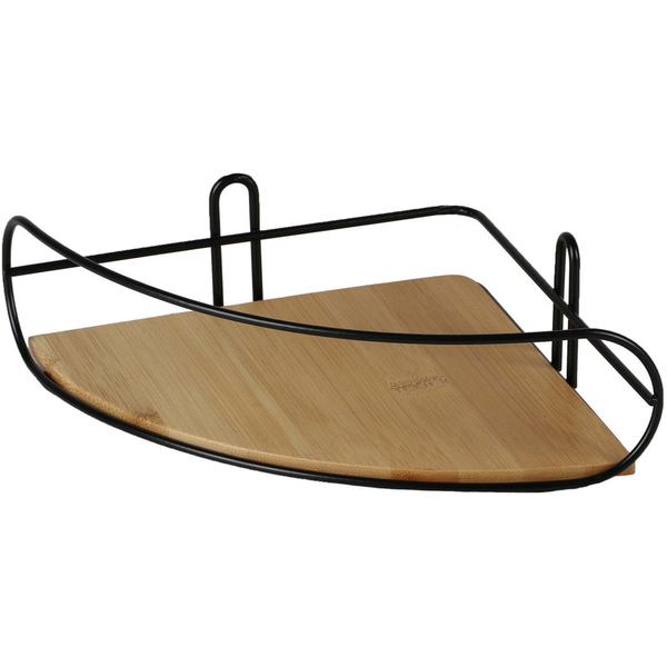 DOCHTMANN Corner shelf metal, bamboo black 20 × 20 × 7 cm