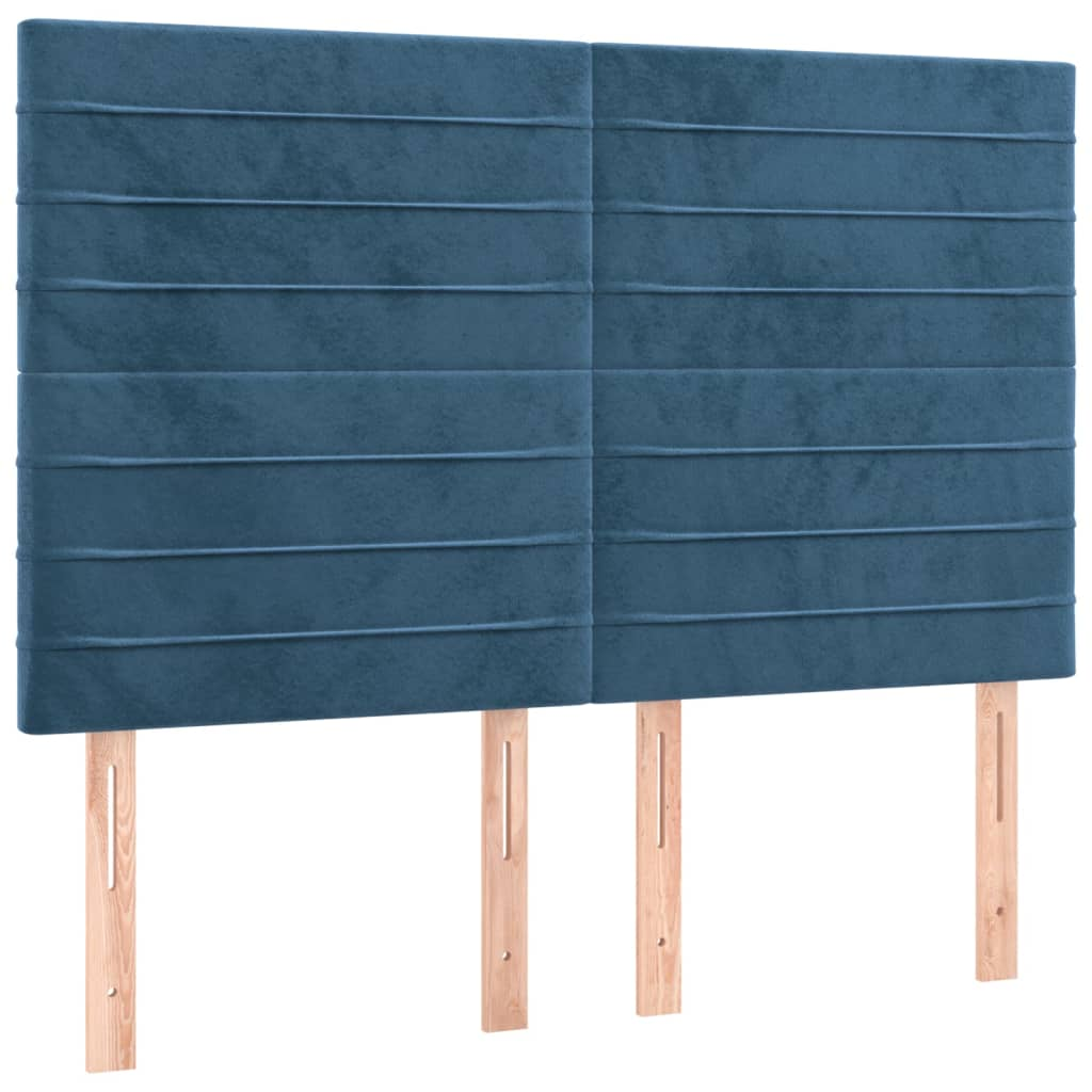 4 db sötétkék bársony fejtámla 72 x 5 x 78/88 cm (3116524)