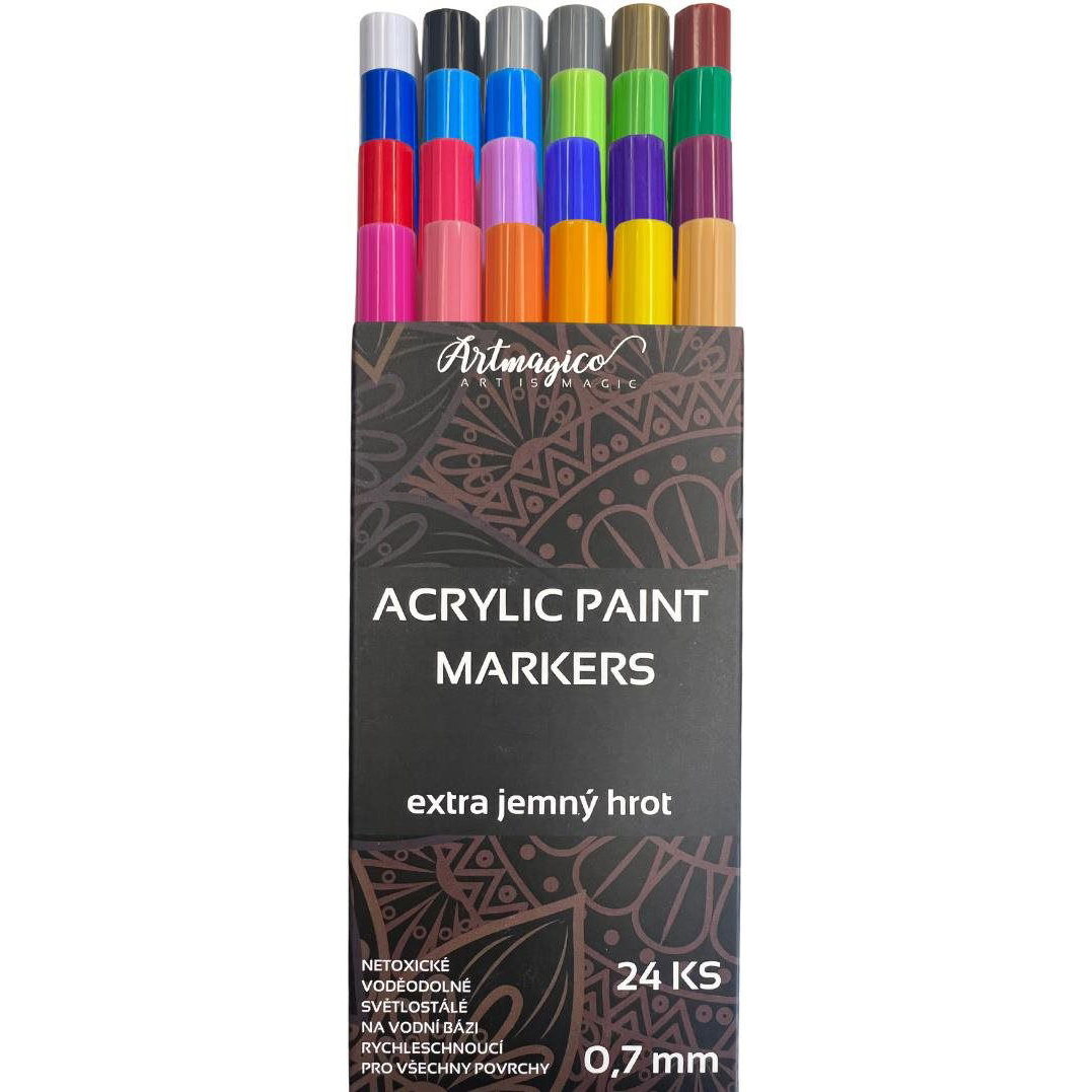 Artmagico Akrylový popisovač s extra jemným hrotem (0,7 mm) 24 ks (0034)