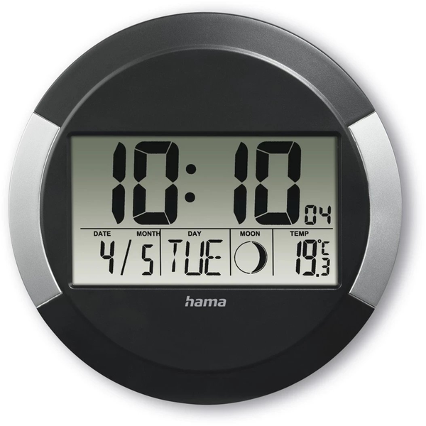Hama Ischia Orologio radiocomandato Rotondo Nero, Argento