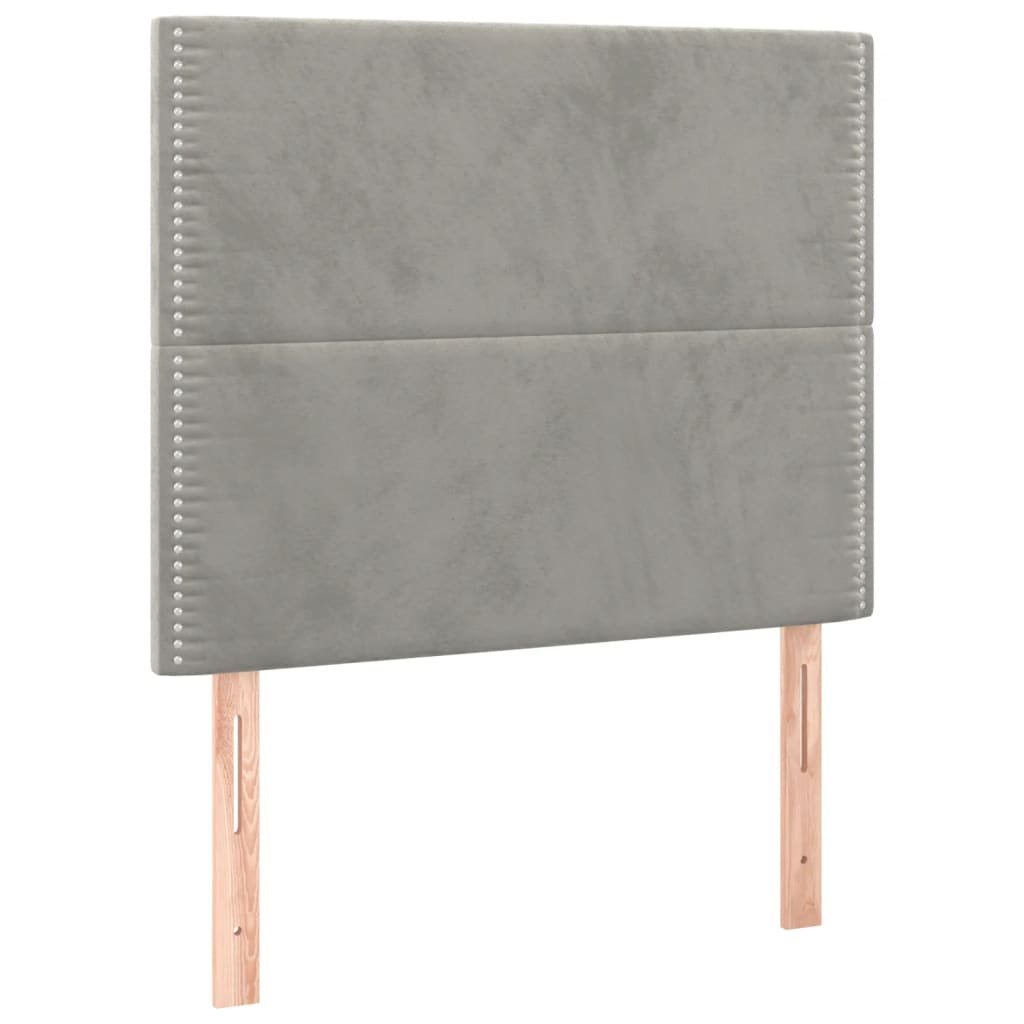2 db világosszürke bársony fejtámla 90x5x78/88 cm (3116228)