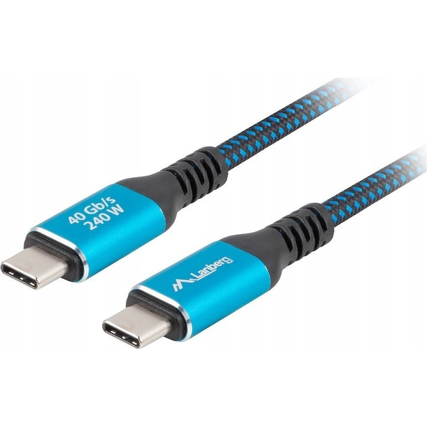 Lanberg CA-CMCM USB-C apa - USB-C apa 4.0 240W Adat és töltőkábel 1.5m - Kék