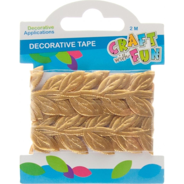  Craft with Fun CF OZDOBA DEK TASMA LISTKI 2M/2,5CM ZLOT 12/288