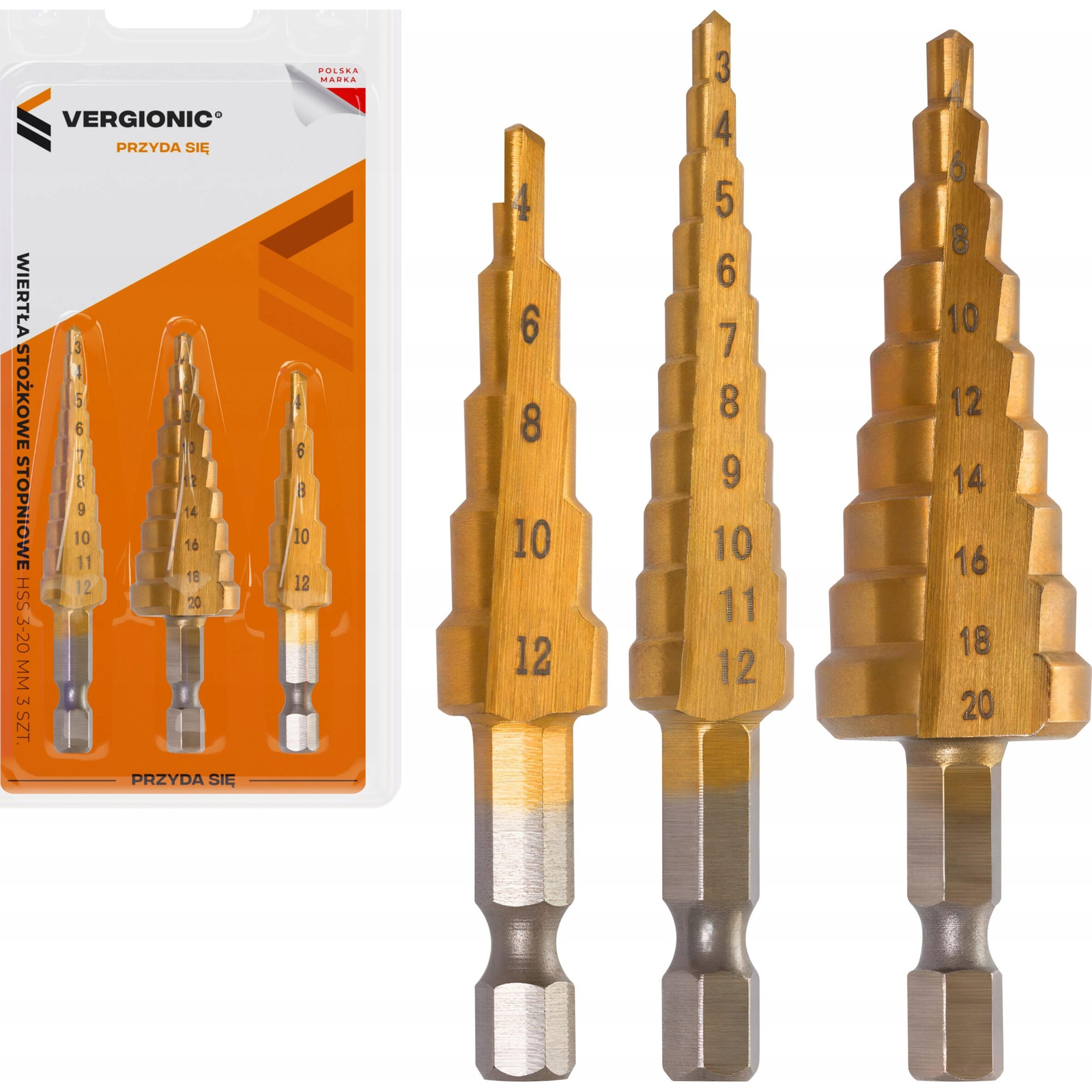 ALUM Lépcsős kúpos fúrókészlet, HSS 3-20 mm, 3 db ( )