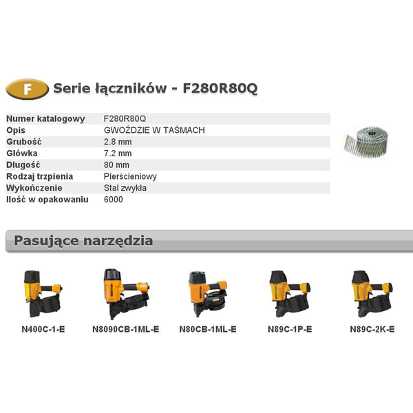 BOSTITCH NAILS F 2.80-80 R Q 6m