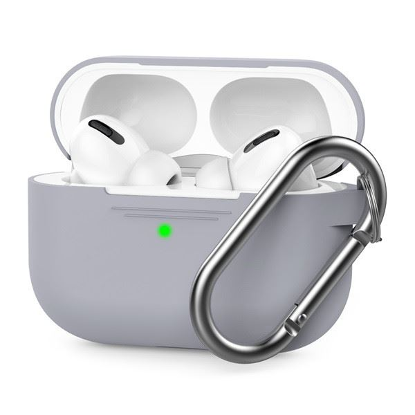 Phoner Simple Apple Airpods Pro szilikon tok akasztóval szürke (PN-CP-P1-3-GY) (PNCPP13GY)