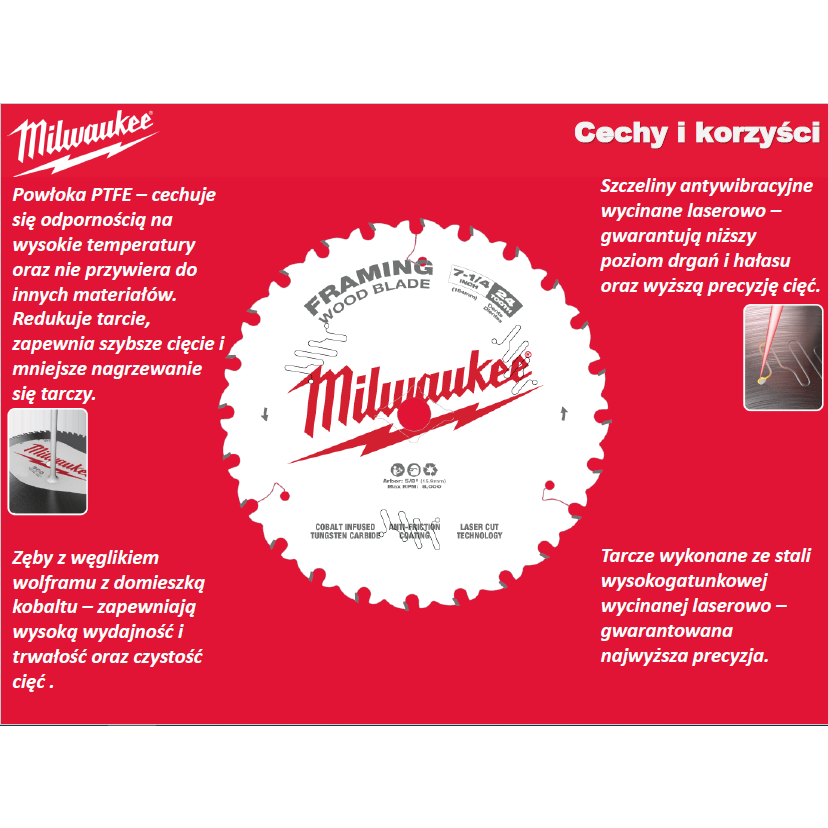 Milwaukee 4932471311 Körfűrészlap - 165x15,9x1,6 mm, Fogszám: 24 db (4932471311)