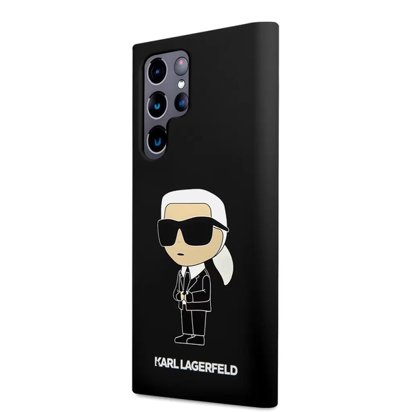 Husa Karl Lagerfeld Liquid Silicone Ikonik compatibila cu Samsung Galaxy S23 Ultra Negru