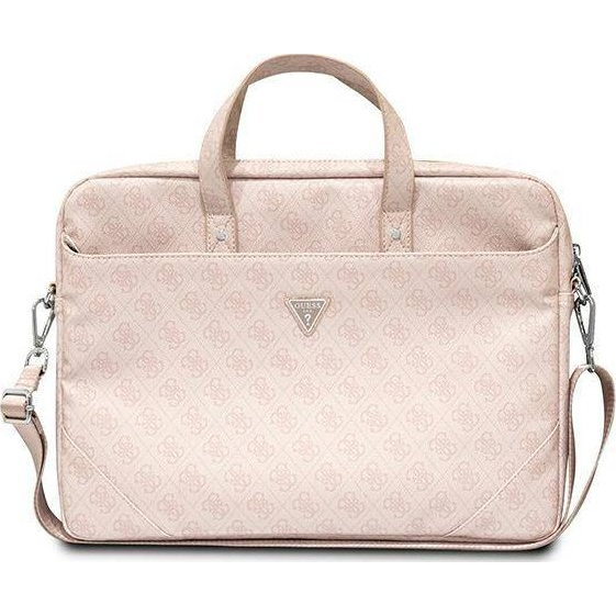 Maletín Guess Para Portátil Y Tablet De 15" Con Logotipo Triángulo Estampado Rosa Modelo Gucb15p4tp