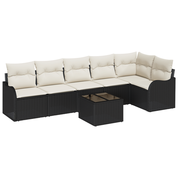 Set Canapea Grădină 6 Piese cu Perne Rattan Poli Maro