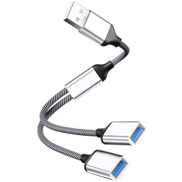 USB-A to 2x USB-A Female,  Silver transfer rate 480Mbps,