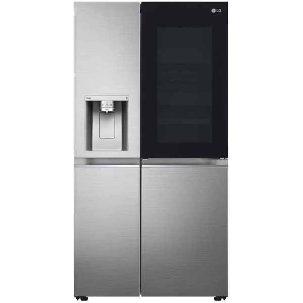LG InstaView GSXV91PZAE kétajtós mélyhűtős hűtőszekrény Szabadonálló 635 L E Fekete, Rozsdamentes acél