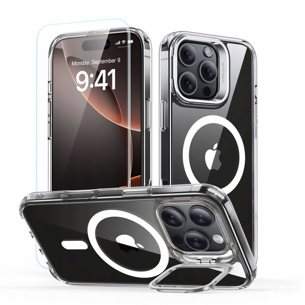 ESR CLASSIC HYBRID szilikon telefonvédő (ütésállóság, légpárnás sarok, kitámasztó, MagSafe) ÁTLÁTSZÓ Apple iPhone 17 Pro Max (GP-174876)