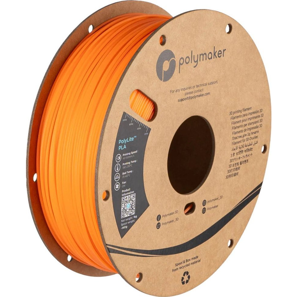 Polymaker PA02090 Luminous 3D nyomtatószál PLA műanyag utánvilágító 1.75 mm 1000 g Világítós narancssárga PolyLite™ 1 db (PLM-25190)