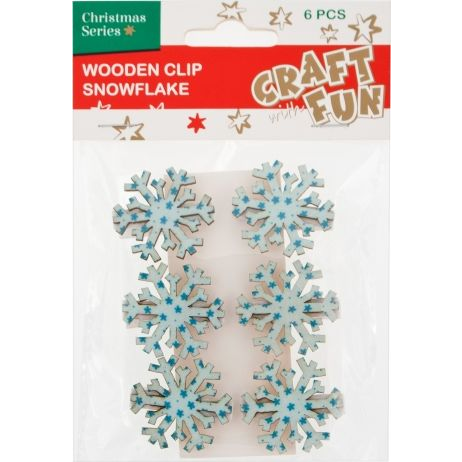  Craft with Fun CF OZDOBA BN KLAMERKI PLATEK SNIEGU DREW 6SZT
