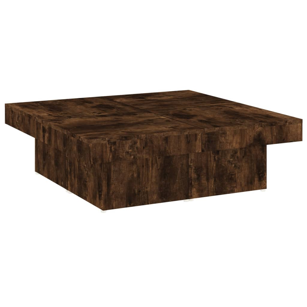 füstös tölgyszínű szerelt fa dohányzóasztal 90x90x28 cm (826635)