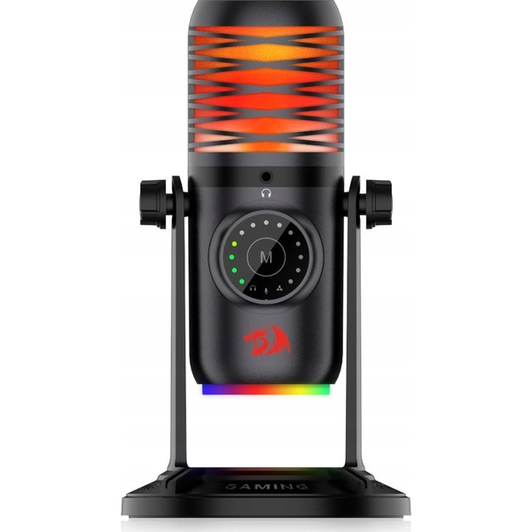 Gaming mikrofon Redragon Stellaris, RGB világítás, többmembrános kondenzátor, sztereó, minden irányú, kardioid, kétirányú, 7 világítási mód, Fekete