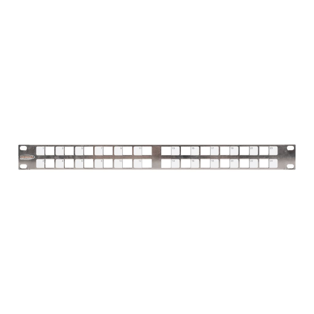 Nikomax patch panel 24 port 1U döntött (NMC-RP24-BLANK-AN-1U-MT) (NMC-RP24-BLANK-AN-1U-MT)