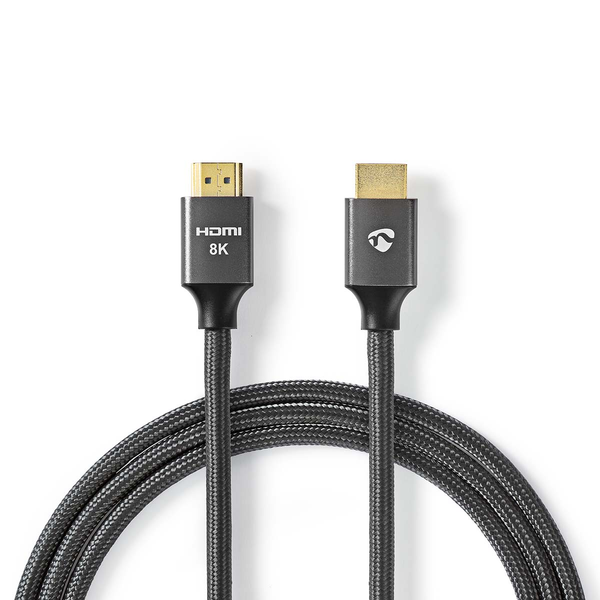 Cablu HDMI Ultra High Speed, Nedis, Conector HDMI mascul / HDMI mama, Placat cu aur, 8K@60Hz, 48 Gbps, OFC, 2.00 m, Rotund, 6.3 mm