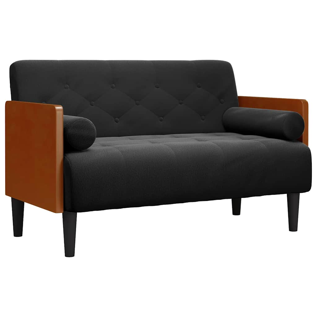 fekete bársony loveseat kanapé párnákkal 110 cm (4100603)