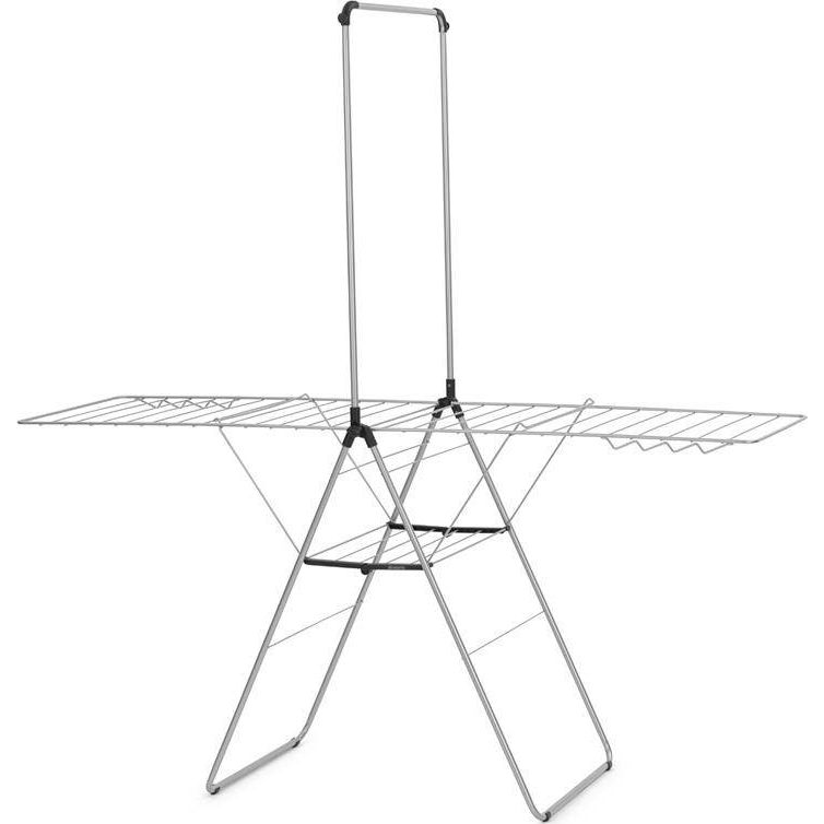 Brabantia HangOn Drying Rack ruhaszárító állvány, 25m szárítási hossz, felhajtható vállfa tartórúddal, 8db ruhaakasztó kampó, 12+10kg teherbírás, összecsukható, acél, metál szürke - 403545 (8710755403545)