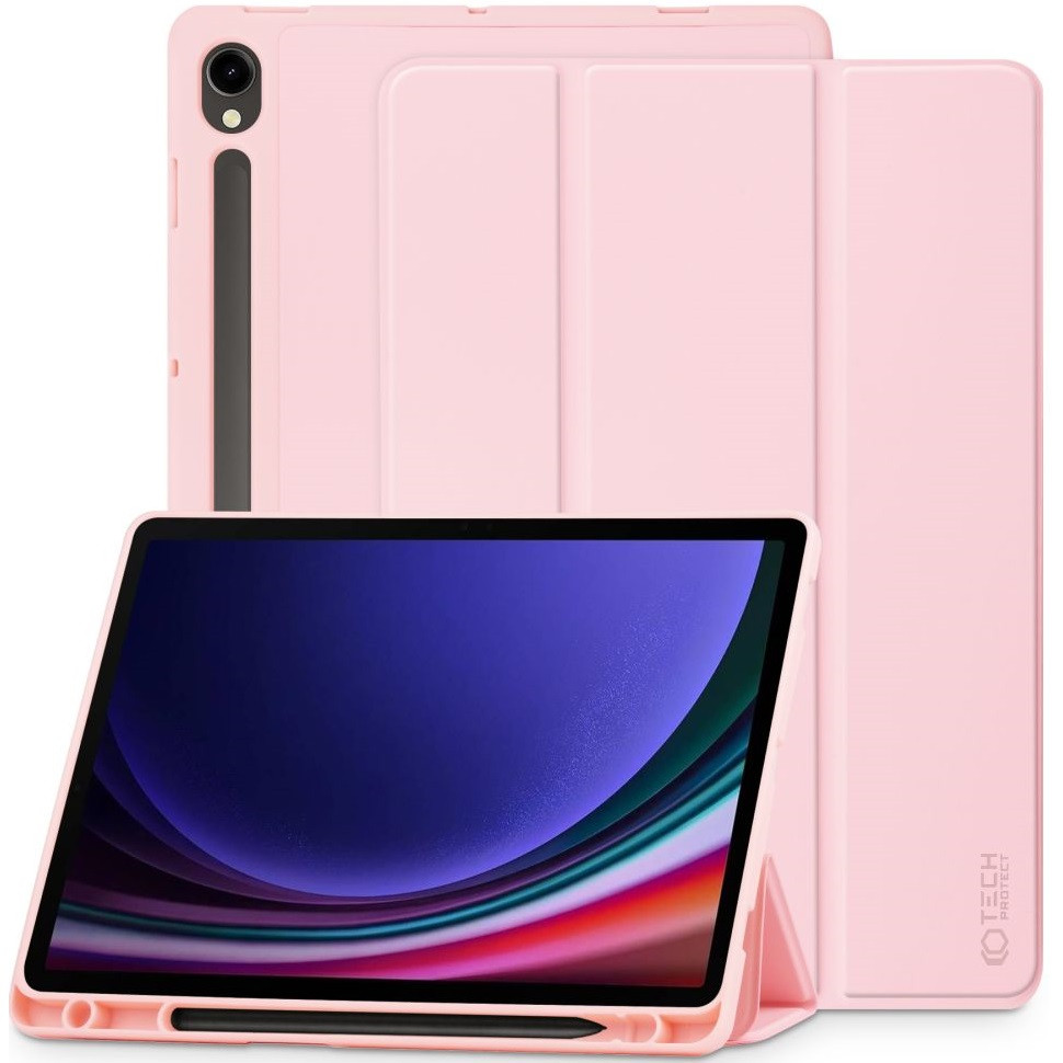 Samsung Galaxy Tab S9 FE (10.9) SM-X510 / X516B, mappa tok, közepesen ütésálló, érintőceruza tartó, érintőceruza nélkül, Trifold, TP SC Pen Holder, rózsaszín (TS3857)