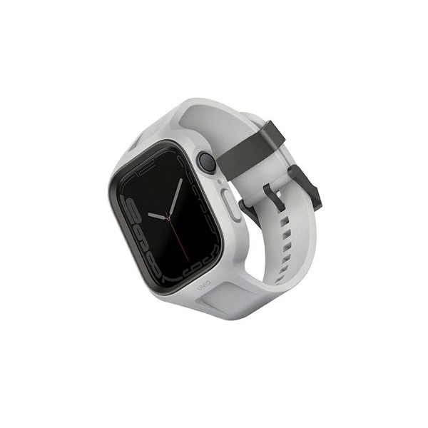 UNIQ Monos Strap 2 az 1-ben Apple Watch szíj + tok készülékhez Series 4/5/6/7/8/SE/SE2/SE3 44/45mm krétaszürke