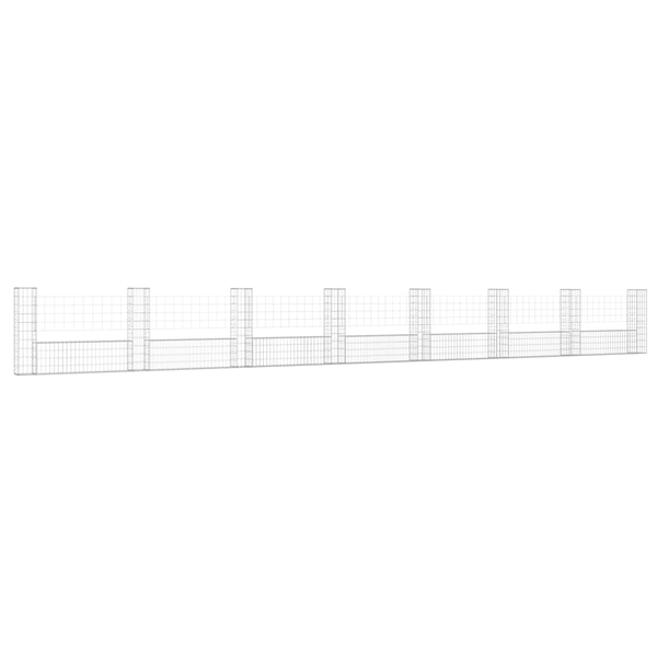 Coș gabion în formă de U cu 8 stâlpi, 860x20x100 cm, fier
